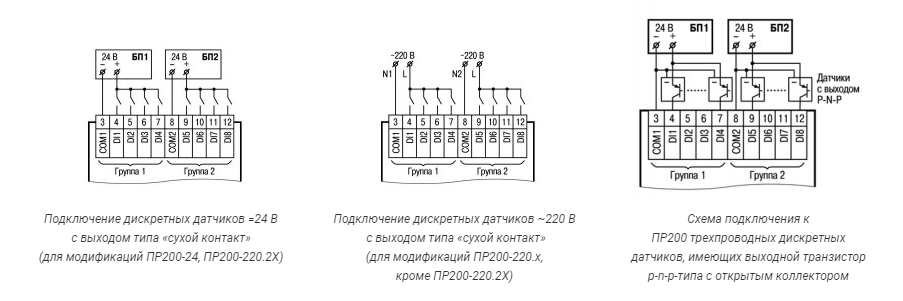 Схемы подключения датчиков