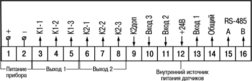 Назначение контактов клеммника